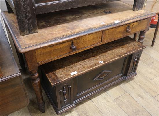 A pine writing table, 130cm wide